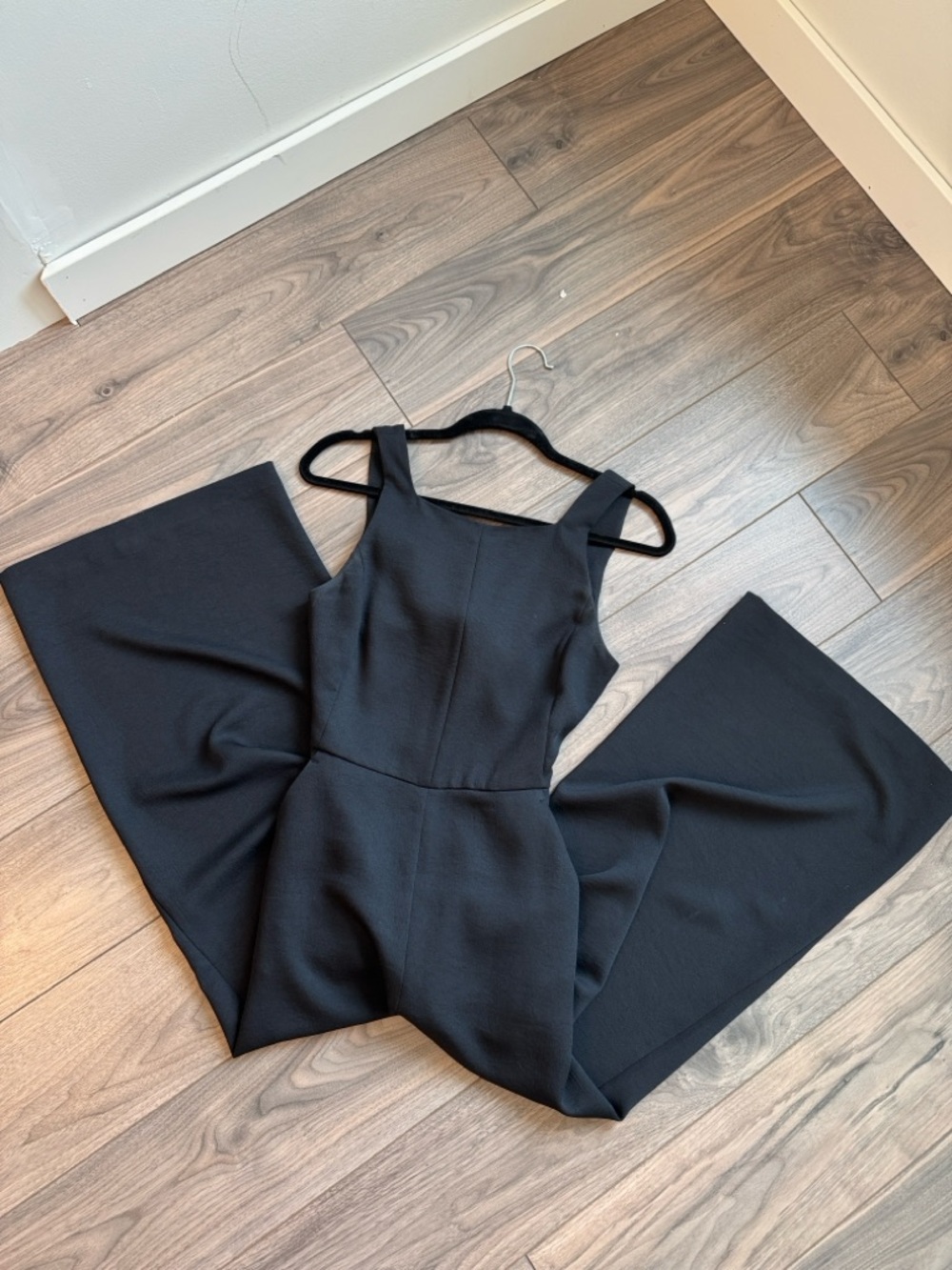 Wilfred Black Wide-Leg Square-Neck Jumpsuit